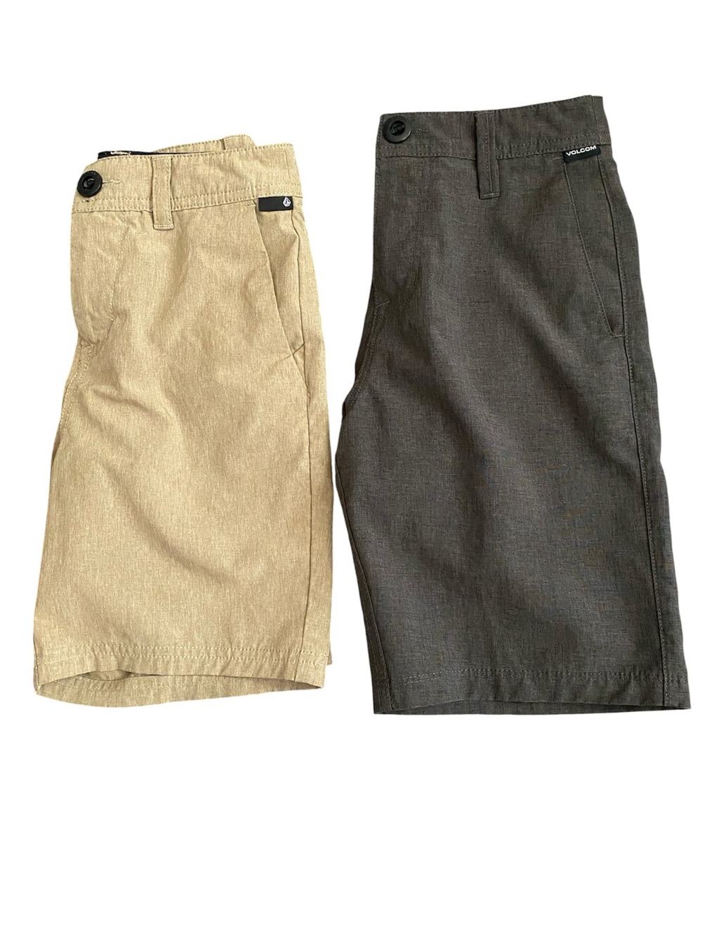 Volcom Kids Flat Front Shorts Duo in Tan & Dark Grey 24/25
